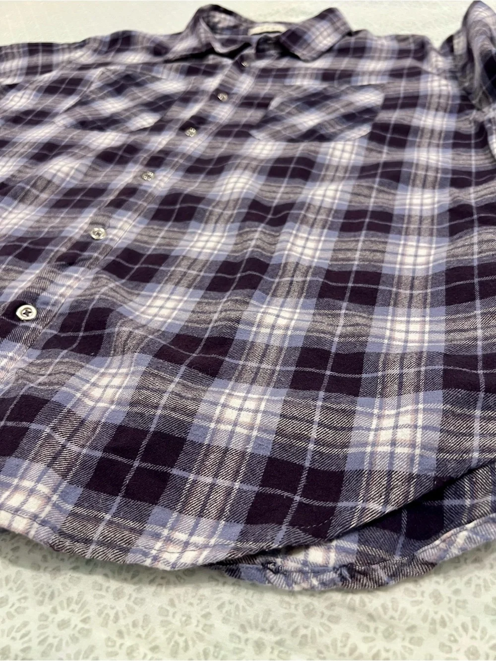 MNML flannel shirt — blue/black/white plaid, size L, 100% cotton Chrome Buttons
